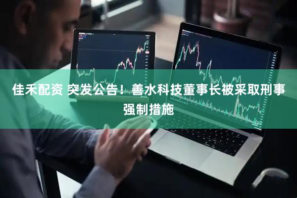 佳禾配资 突发公告！善水科技董事长被采取刑事强制措施